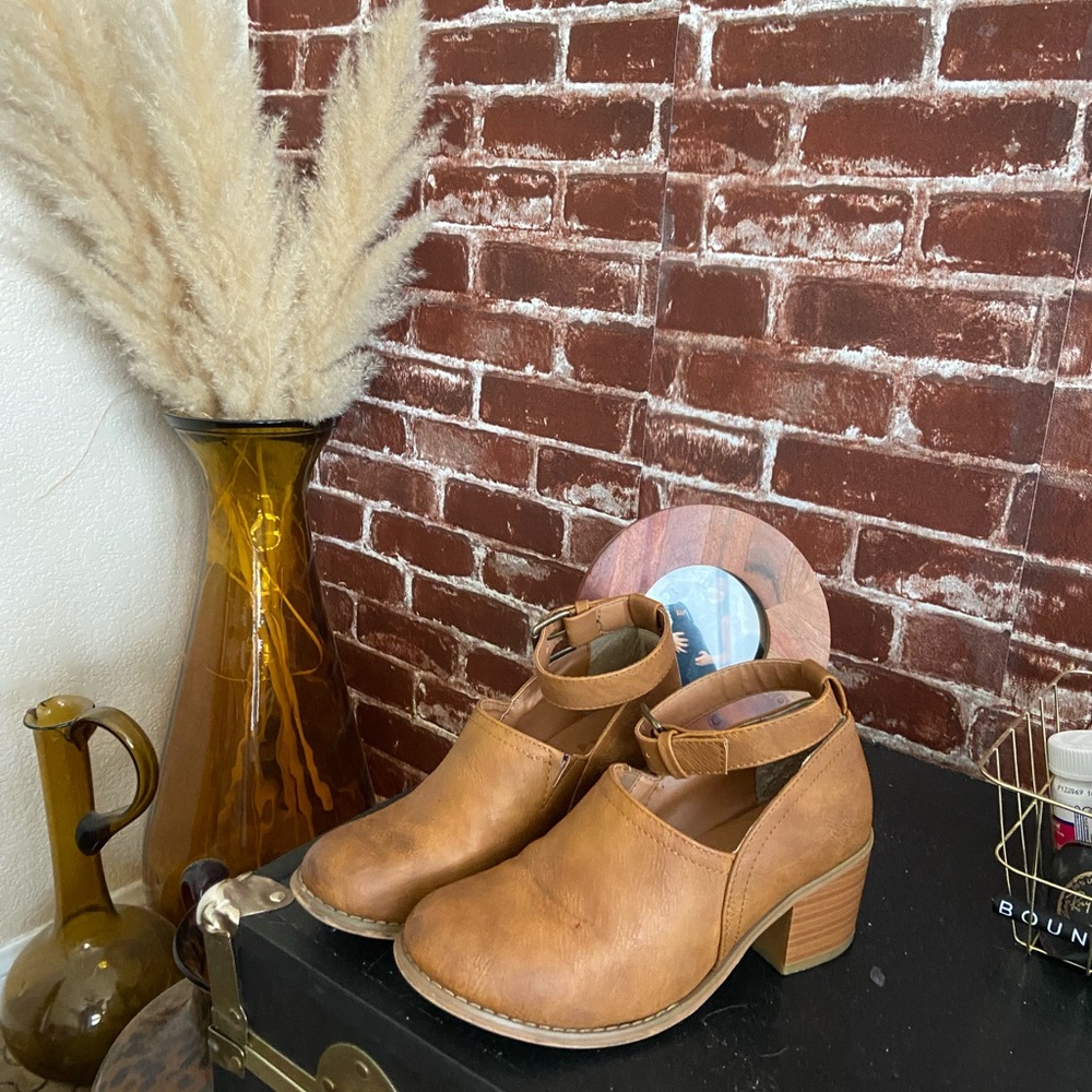 Strapped Vegan Leather Brown Booties